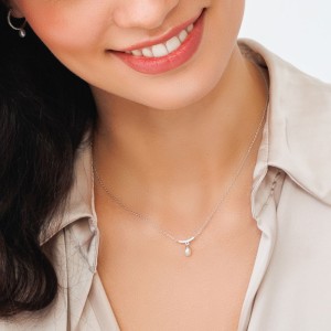 Colier argint cu perla naturala alba si pietre DiAmanti SK23373N_W-G (Argint 925‰ 2,2 g.)